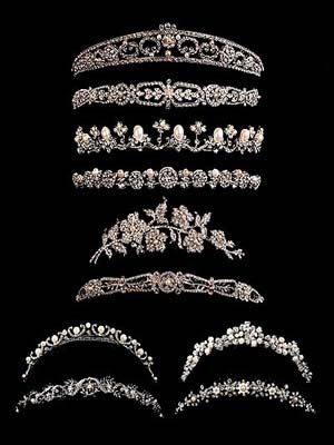 Assorted variety of silver tiaras