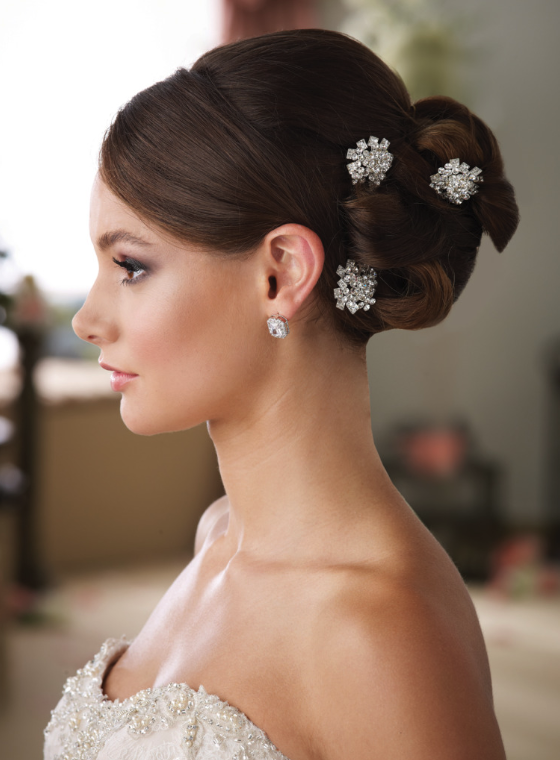 Model wearing small silver hairclips